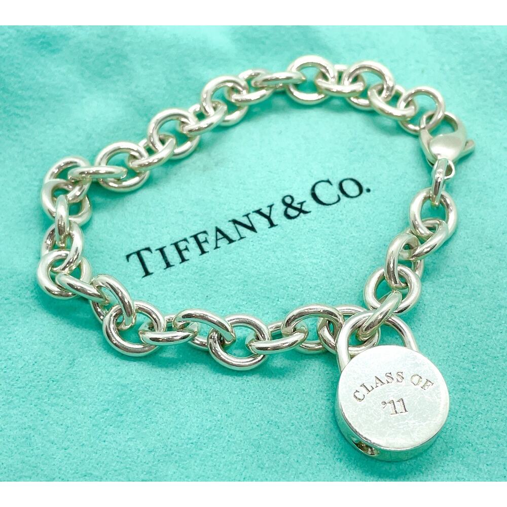 Tiffany & Co Class 11" Padlock Charm Bracelet Sterling Silver 7" LOCK WONT OPEN